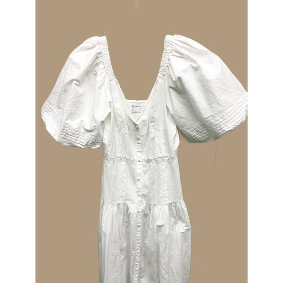 ASOS Design Puff Sleeve Midi Dress Low Neck Laced Dress Size 6 - Picture 5 of 9